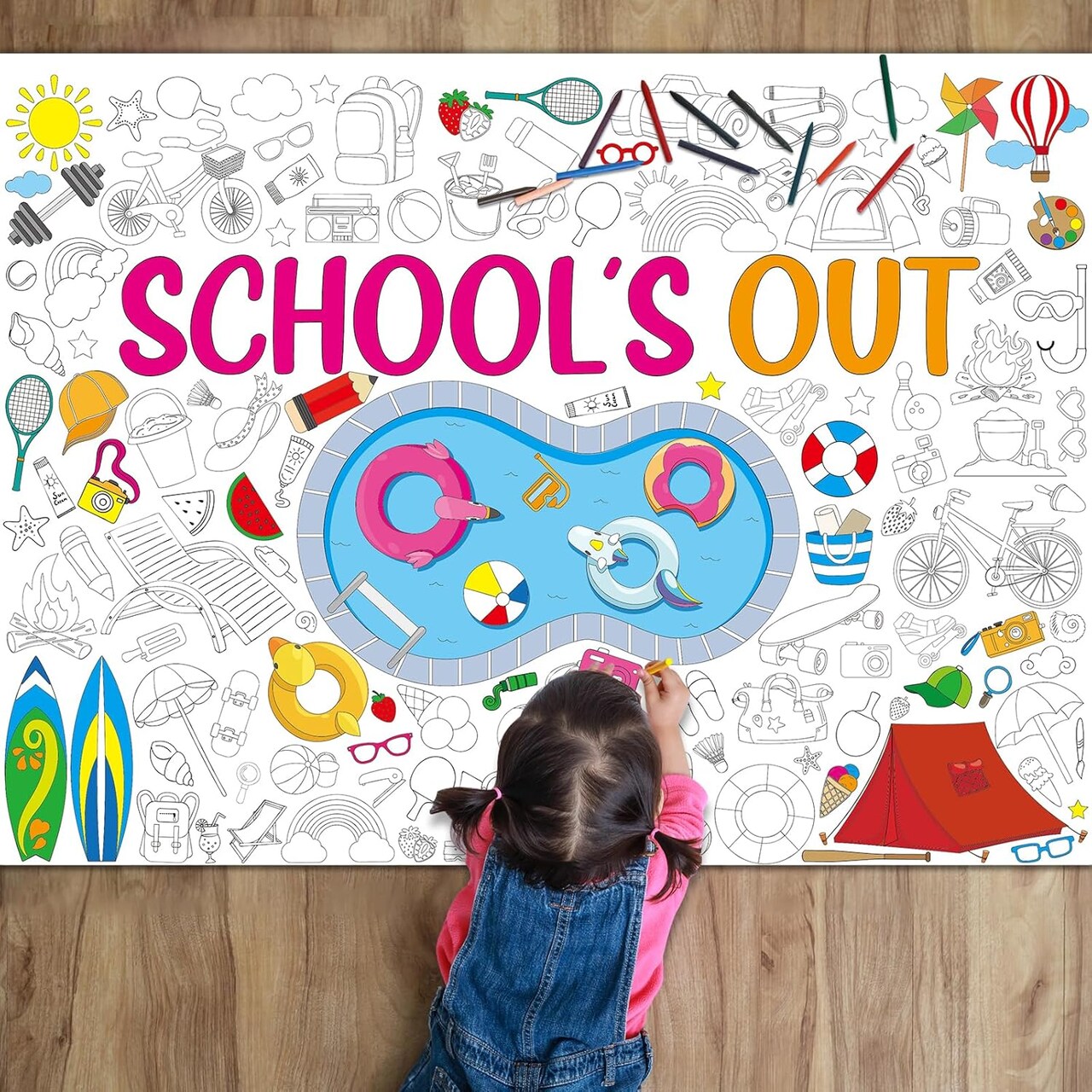 End of School Year Giant Coloring Craft Poster for Kids Summer
